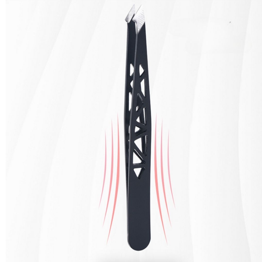 Slanted Tip Hollow Eyebrow Tweezers – Stylish & Precise Grooming Tool