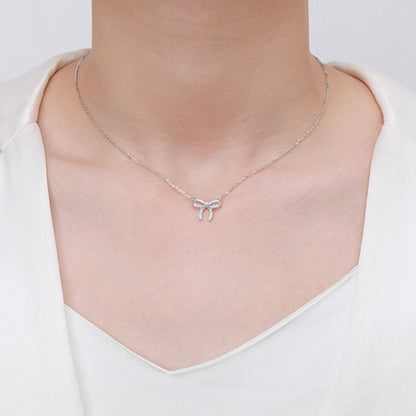 Elegant S925 Sterling Silver Bow Tie Necklace – Timeless & Chic Jewelry