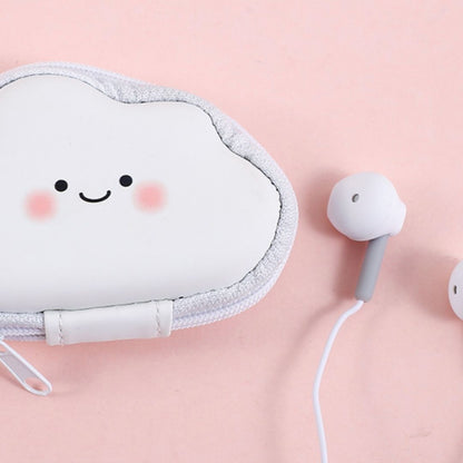 Fun Expression Cloud Storage Bag with Half In-Ear Headphones (3.5mm Plug) – Cute & Practical Combo