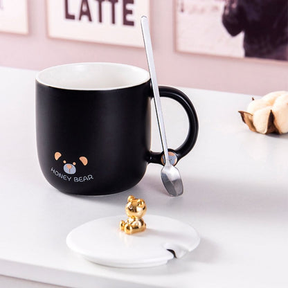 Ceramic Cup / Simple Black and White Bear Ceramic Cup 400 ML
