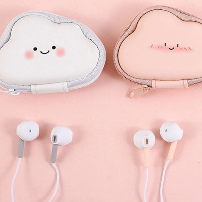 Fun Expression Cloud Storage Bag with Half In-Ear Headphones (3.5mm Plug) – Cute & Practical Combo
