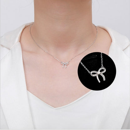 Elegant S925 Sterling Silver Bow Tie Necklace – Timeless & Chic Jewelry
