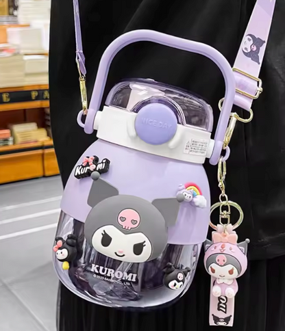 Kuromi Kawaii Water Bottle 1050ml Large Capacity - Sanrio