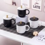 Ceramic Cup / Simple Black and White Bear Ceramic Cup 400 ML